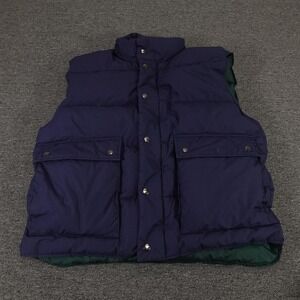 Vintage Woodlake Vest Mens Large Blue Down Puffer Snap Front Outdoor Insulated